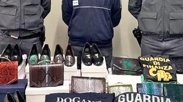 Borse, cinture e calzature tutte realizzate con pelli di alligatore, pitone e coccodrillo Borse, cinture e calzature tutte realizzate con pelli di alligatore, pitone e coccodrillo