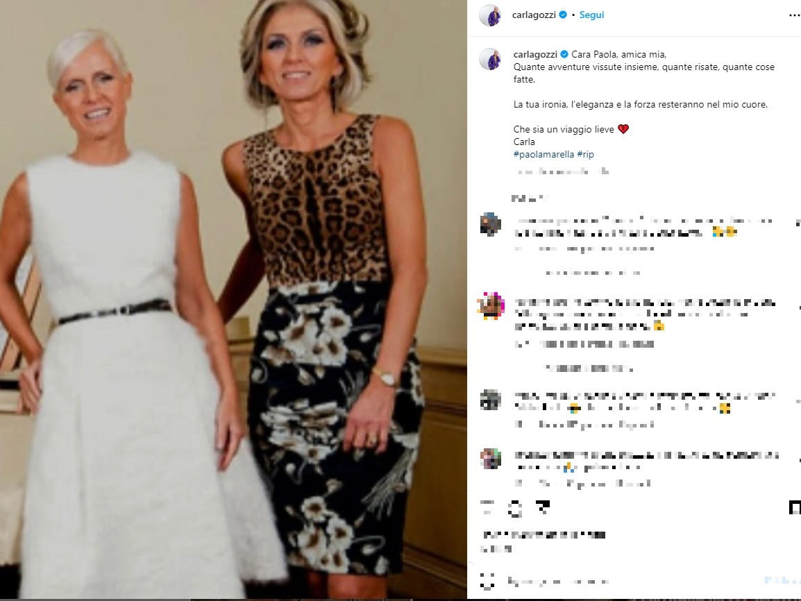 Carla Gozzi e il post di saluto per Paola Marella (Foto Instagram)