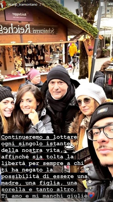 Il post Instagram di Mario Tramontano, il fratello di Giulia