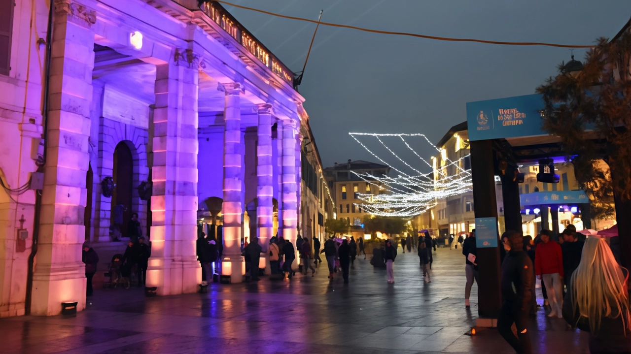 La facciata del Teatro Grande con il progetto di lighting design dinamico a cura di Fondazione Banco dell’Energia La facciata del Teatro Grande con il progetto di lighting design dinamico a cura di Fondazione Banco dell’Energia