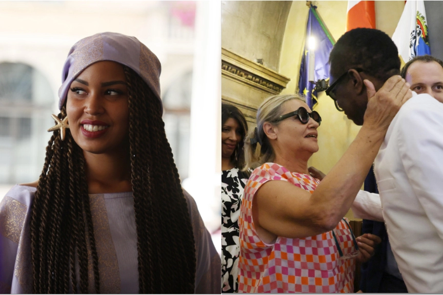 A sinistra Hadija Francesca Sanneh figlia ventisettenne di Idris Sanneh, a desrea la vedova Mimma sposata nel 1976 e Youssou N’Dour