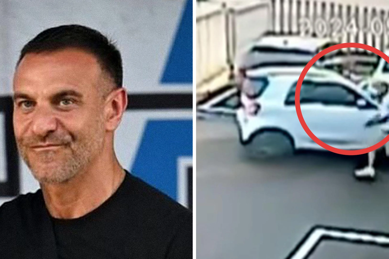 Il capo ultrà della Curva Nord Andrea Beretta e, a destra, l'automobile in cui è avvenuto l'omicidio