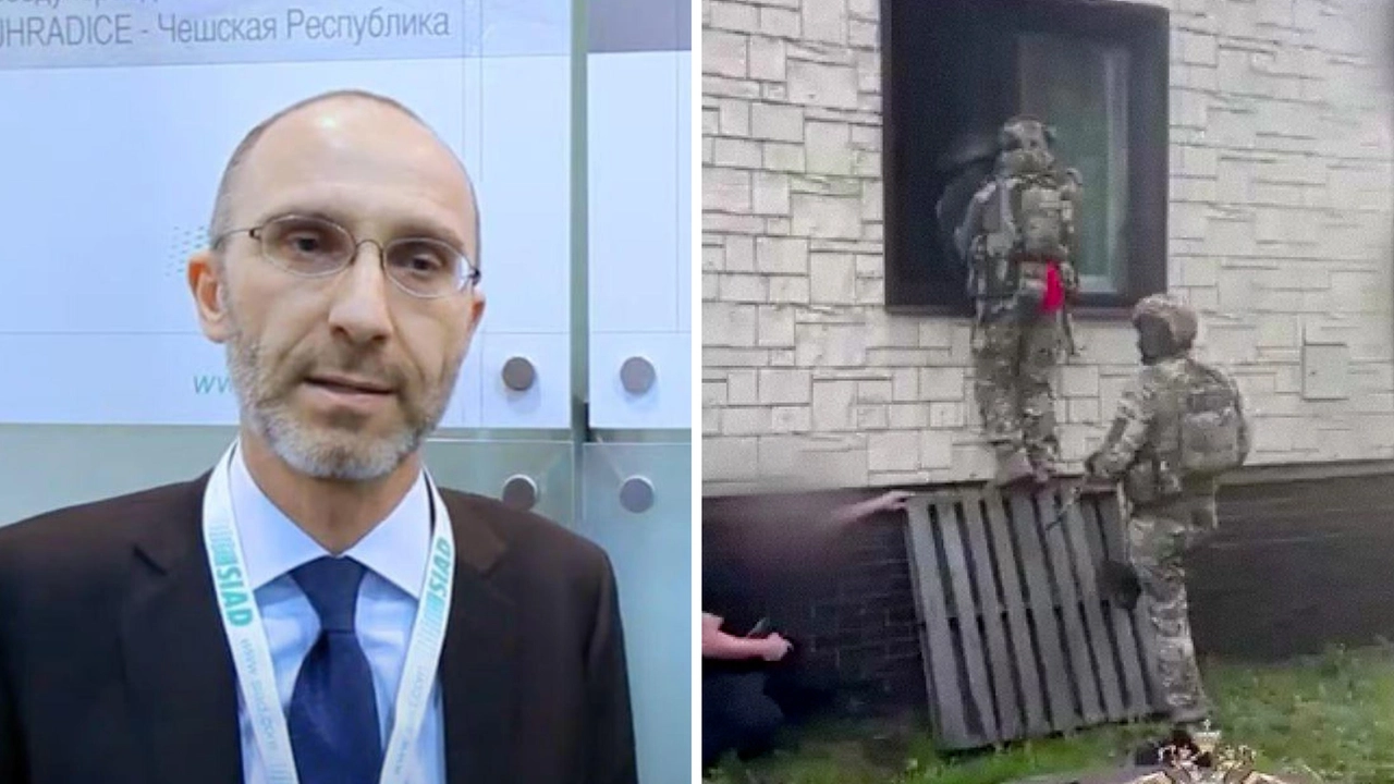 Stefano Guidotti, manager italiano residente a Mosca, e un'immagine della sua liberazione