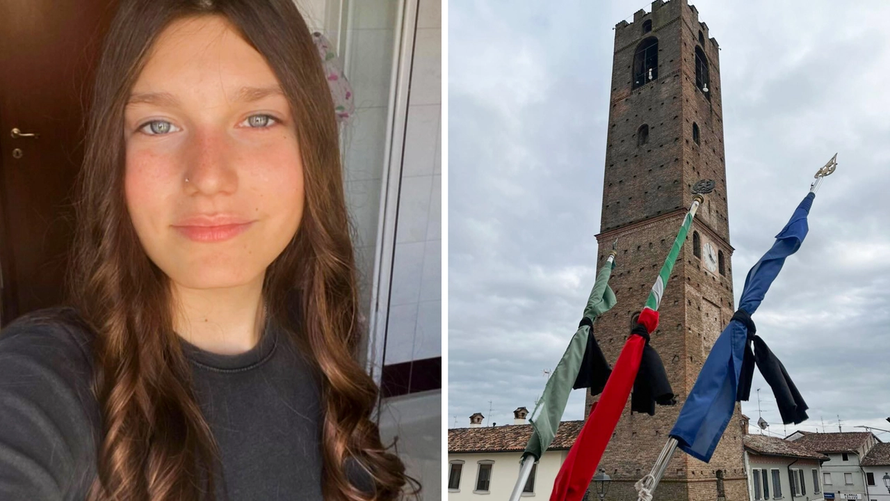 Ester Raimondi, morta a 15 anni, e le bandiere a lutto al Comune di Mozzanica Ester Raimondi, morta a 15 anni, e le bandiere a lutto al Comune di Mozzanica