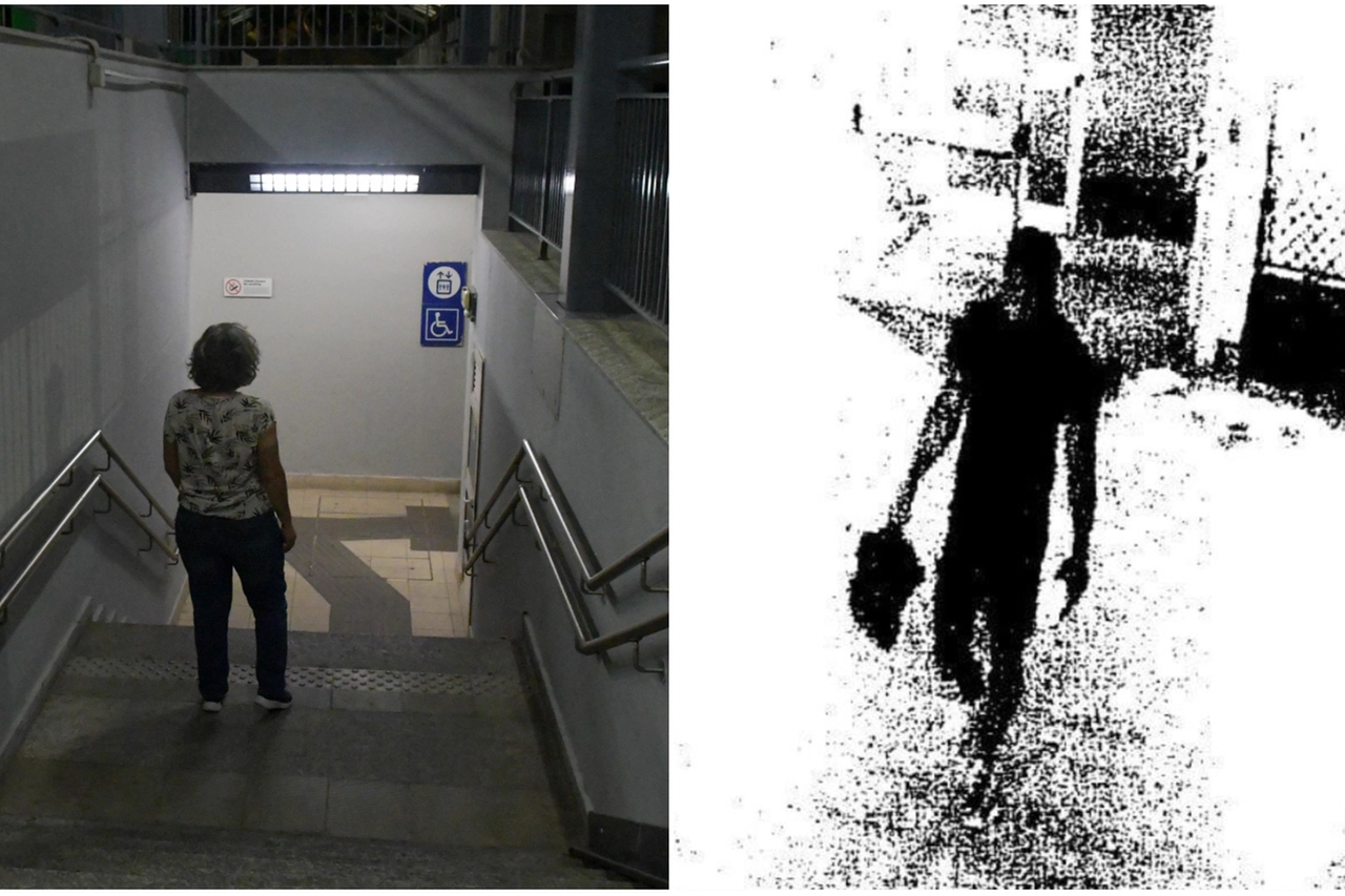 La stazione di San Zenone; a destra, il violentatore ripreso dalle telecamere