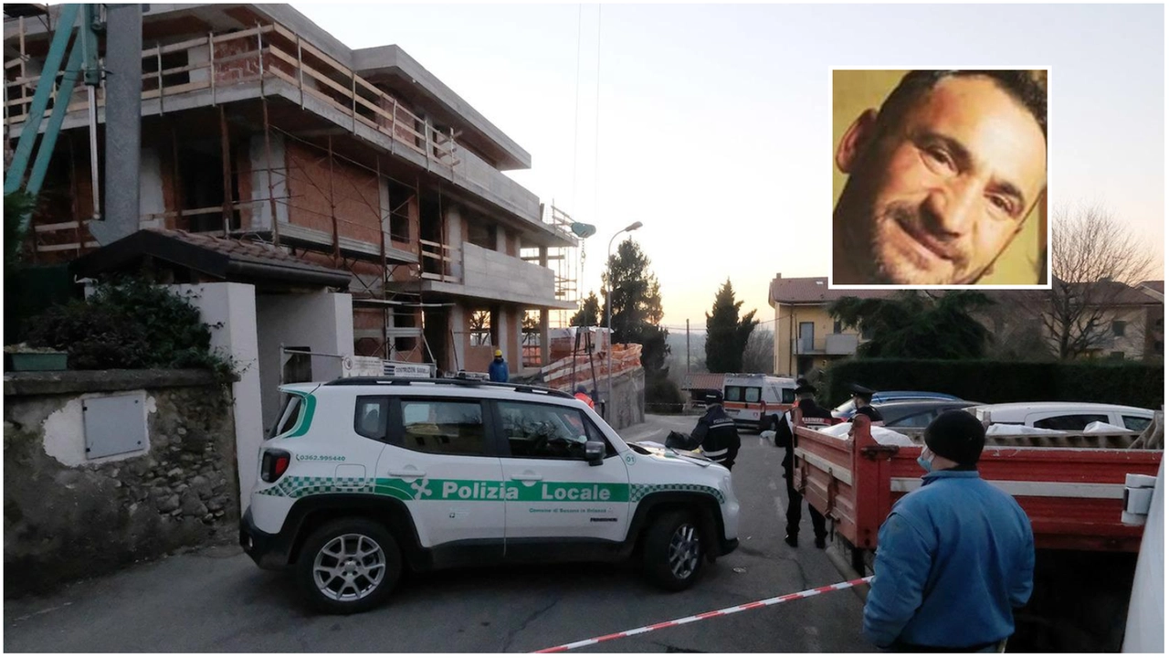I rilievi sul luogo dell'incidente a Besana Brianza; nel riquadro Stefano Anastasio, 50 anni all'epoca della morte