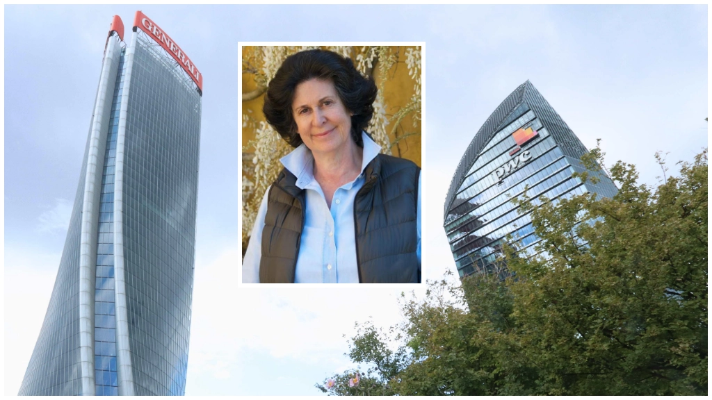 I grattacieli di Citylife. Nel riquadro, Ilaria Borletti Buitoni I grattacieli di Citylife. Nel riquadro, Ilaria Borletti Buitoni