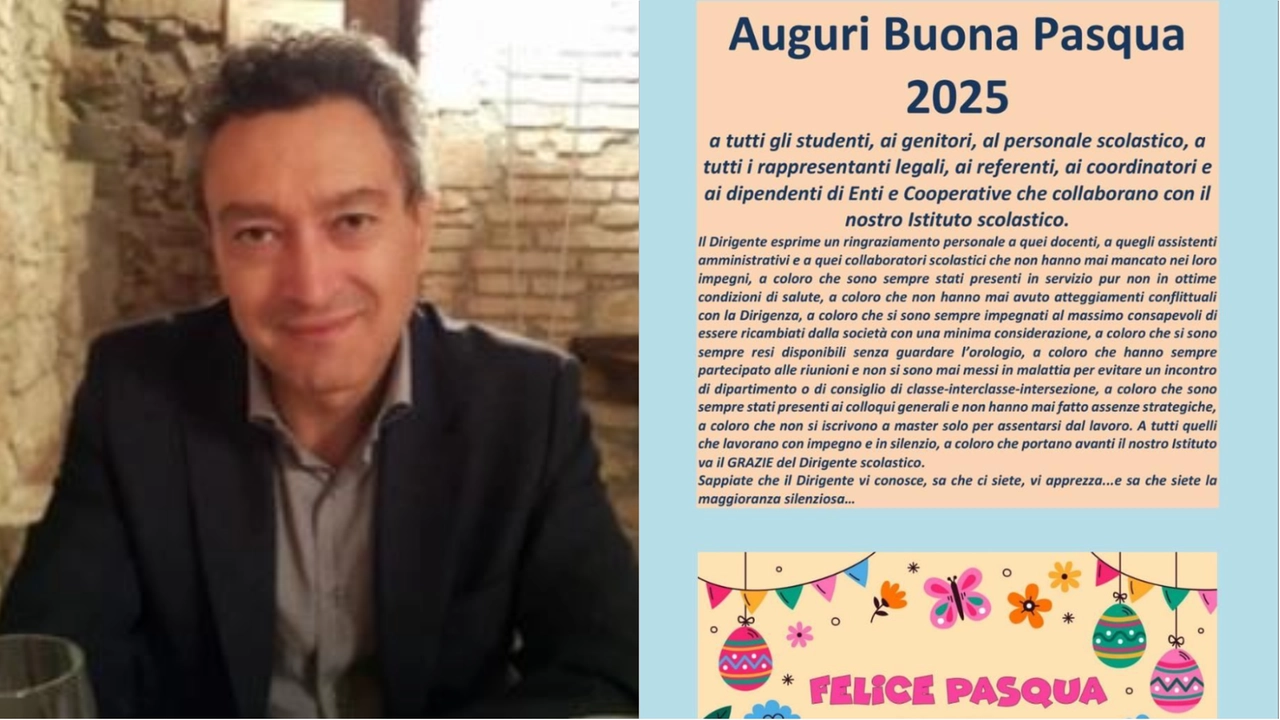 Il dirigente scolastico Dursi e il contestato messaggio per gli auguri Pasquali