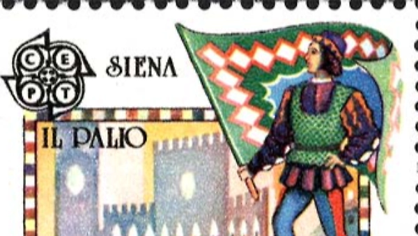 Un vecchio francobollo che celebra il Palio di Siena Un vecchio francobollo che celebra il Palio di Siena