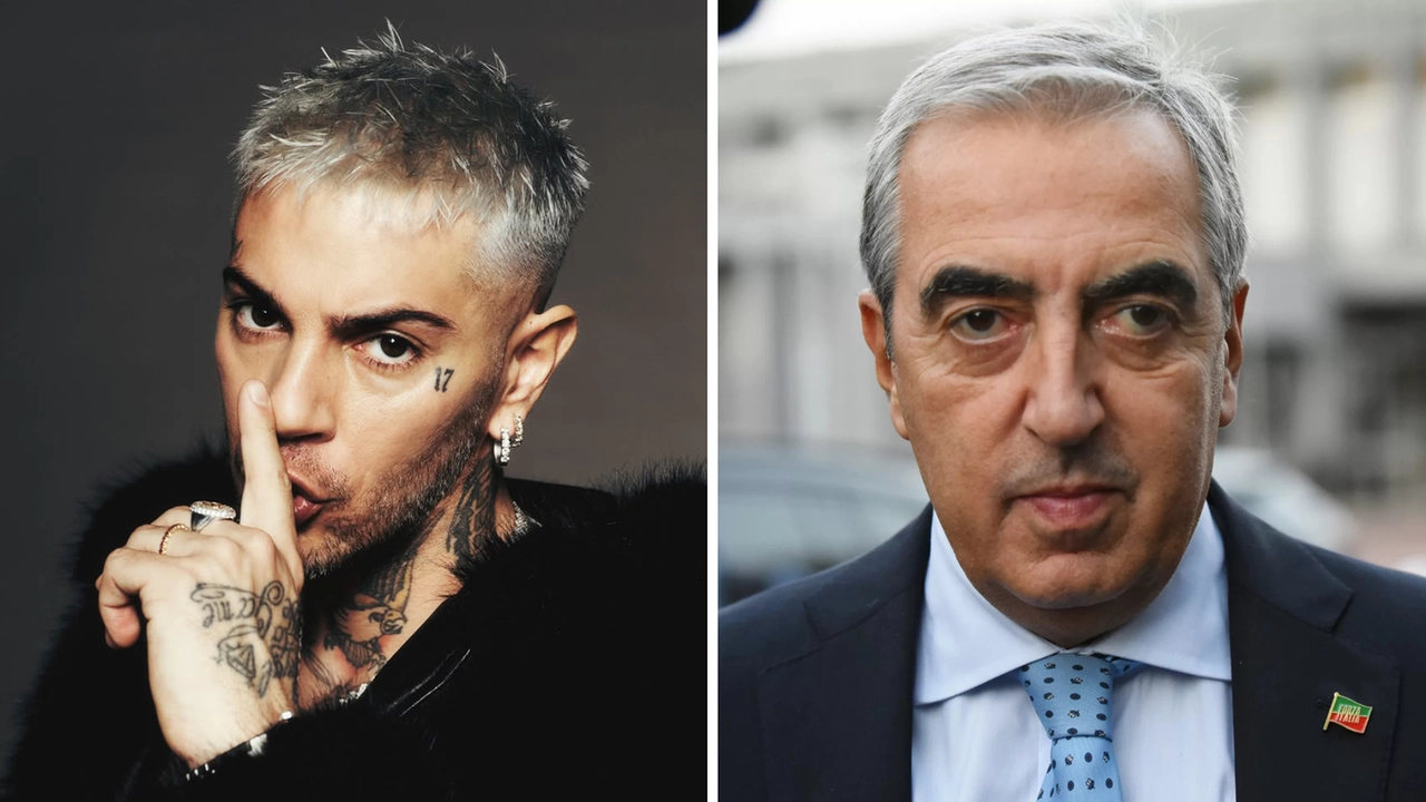 Il rapper Emis Killa e il senatore Maurizio Gasparri