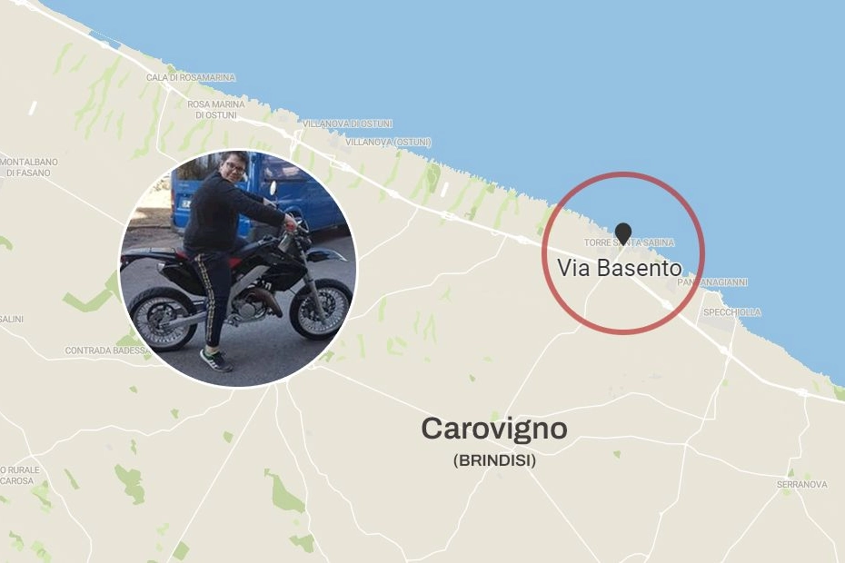 La vittima Lorys Bellapianta e il luogo dell'incidente a Carovigno in provincia di Brindisi