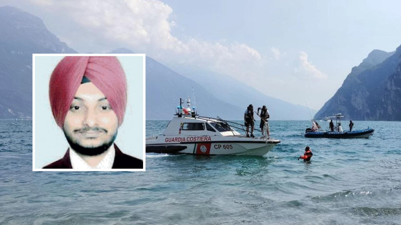 Nel riquadro Tarandeep Singh, operai di 27 ani morto per salvare il bambino nelle acque di Riva del Garda Nel riquadro Tarandeep Singh, operai di 27 ani morto per salvare il bambino nelle acque di Riva del Garda
