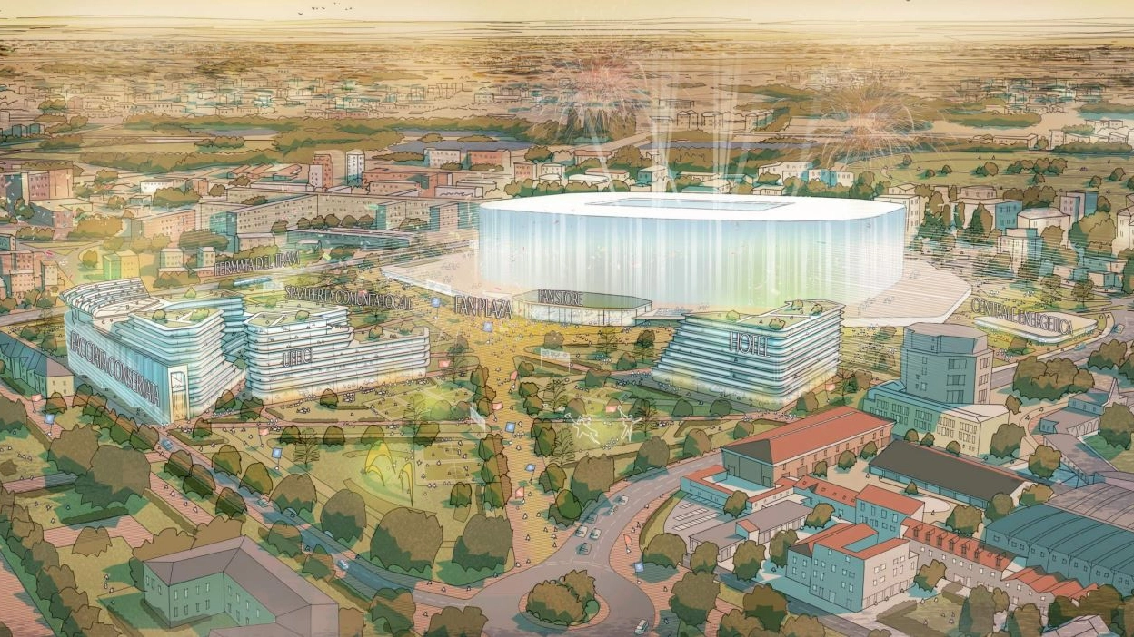 Il rendering del nuovo stadio voluto da Milan e Inter Il rendering del nuovo stadio voluto da Milan e Inter