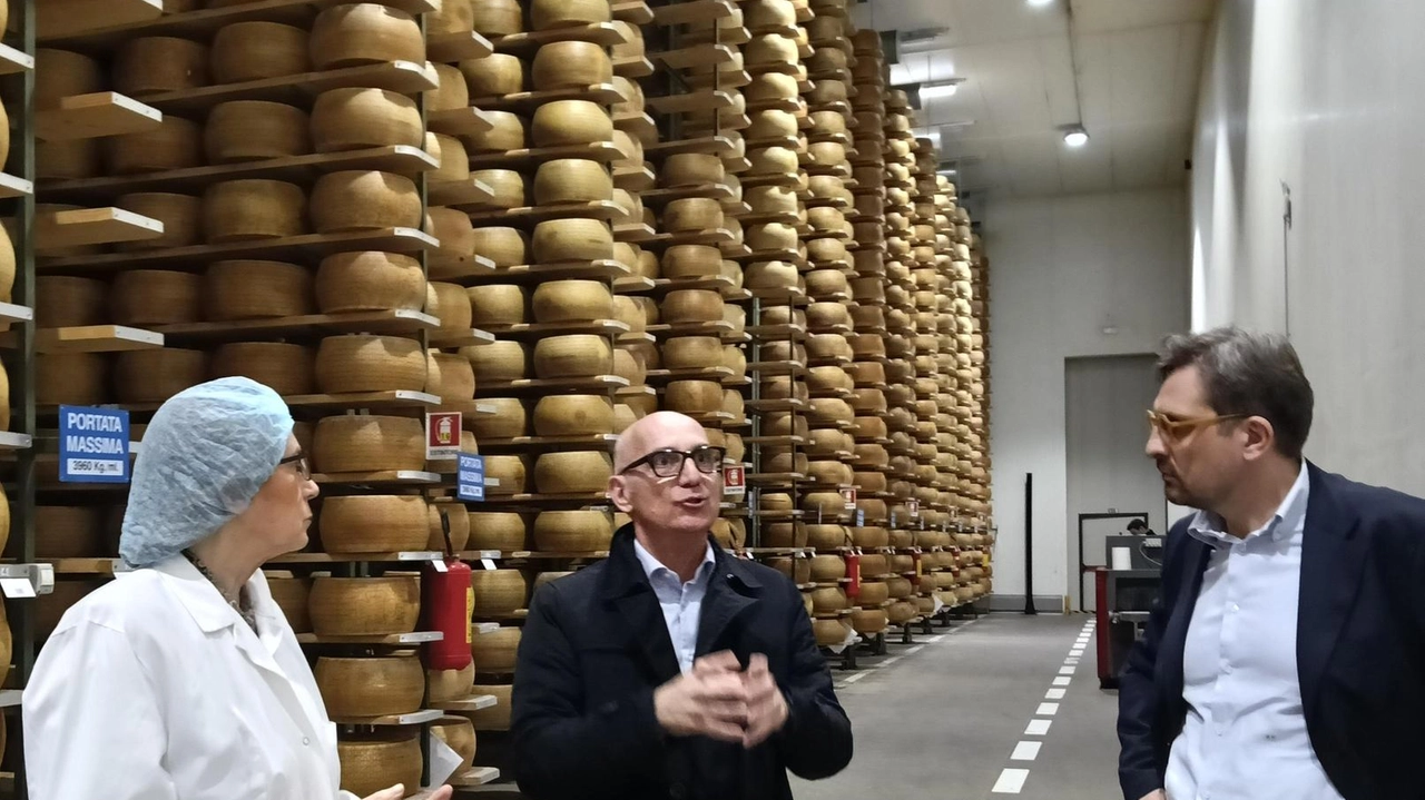 L’assessore Guido Guidesi alla Ferrari Formaggi ha anche assistito alla “battitura della forma“ L’assessore Guido Guidesi alla Ferrari Formaggi ha anche assistito alla “battitura della forma“