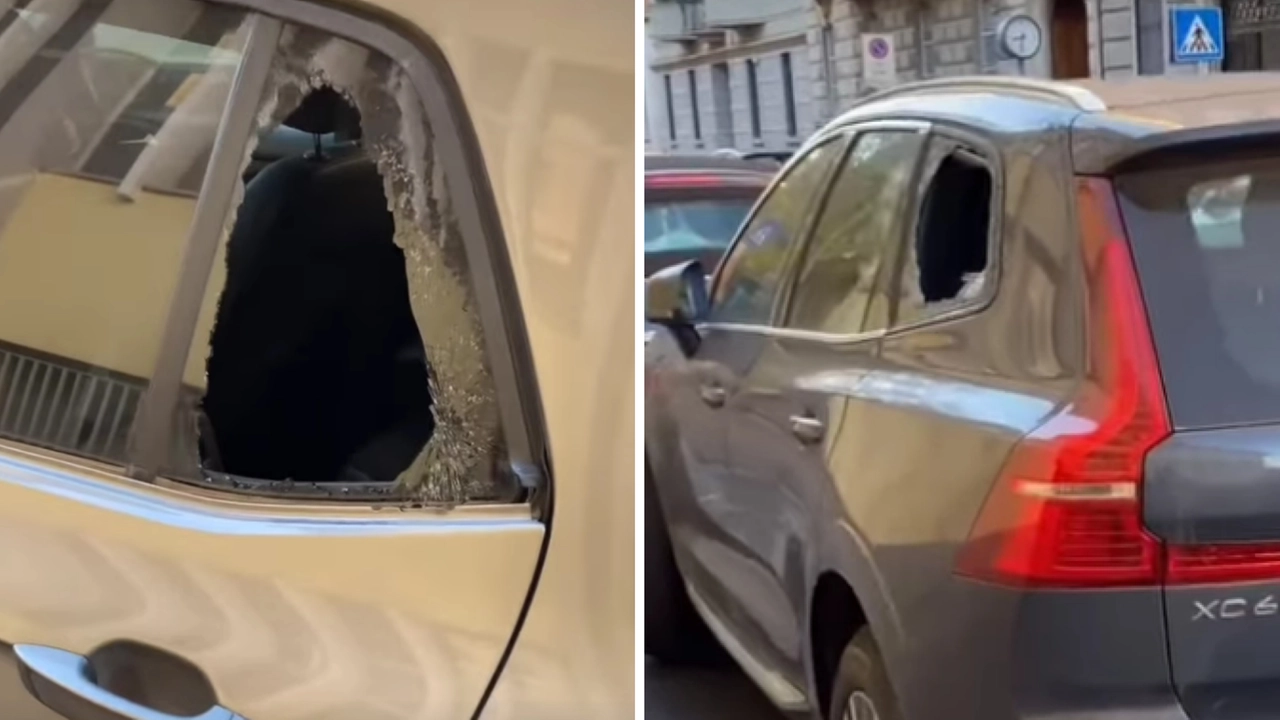 Due delle auto spaccate in via Poerio, nel quartiere Porta Venezia di Milano (Instagram) Due delle auto spaccate in via Poerio, nel quartiere Porta Venezia di Milano (Instagram)
