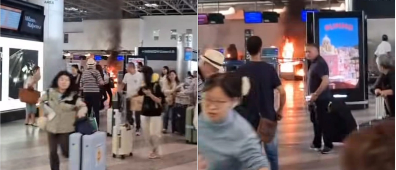 Paura all’aeroporto di Malpensa. Un uomo armato di martello devasta i monitor del check-in e appicca un incendio