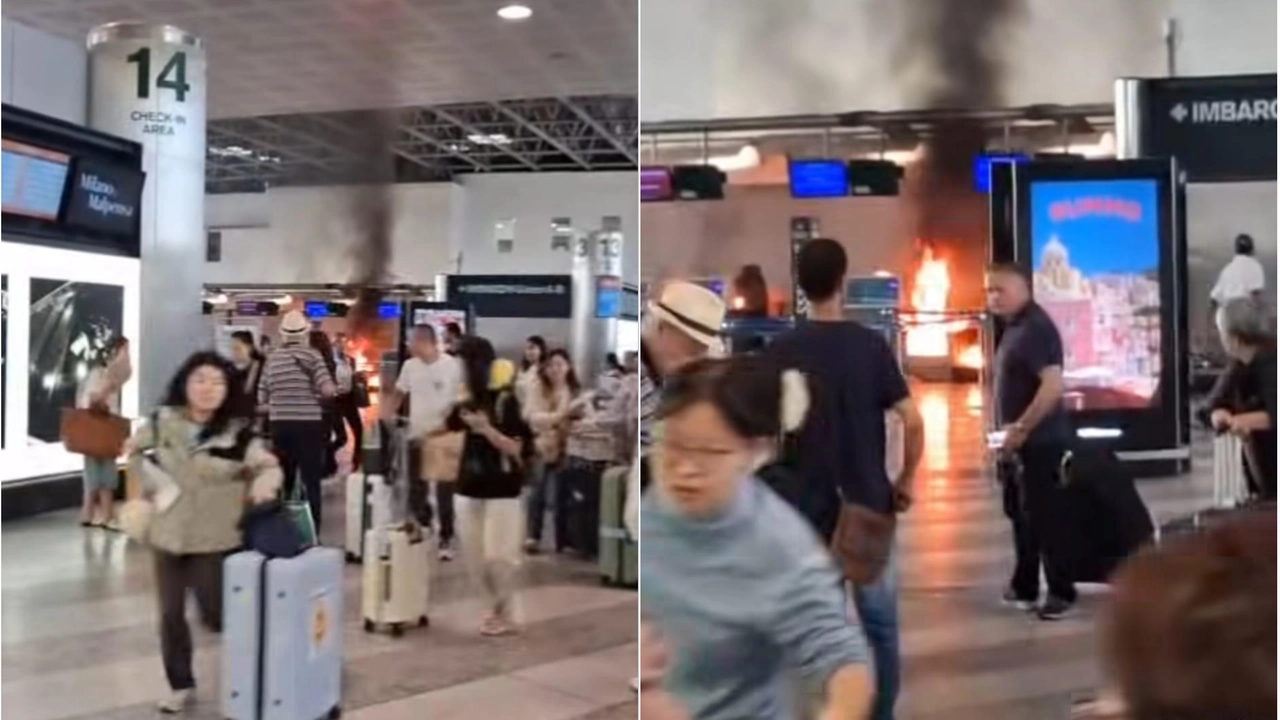 Paura a Malpensa. Armato di martello devasta i monitor del check-in e appicca un incendio /