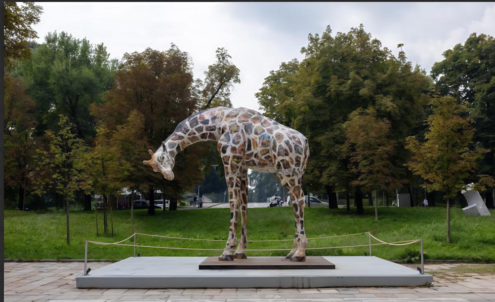 Una giraffa fuori dalla Triennale. La scultura elogio della natura Una giraffa fuori dalla Triennale. La scultura elogio della natura