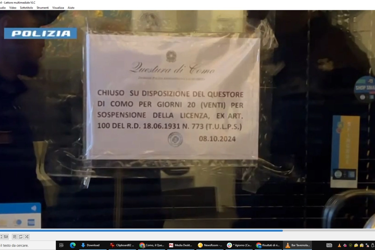 Il dispositivo emesso dal questore di Como affisso nel locale