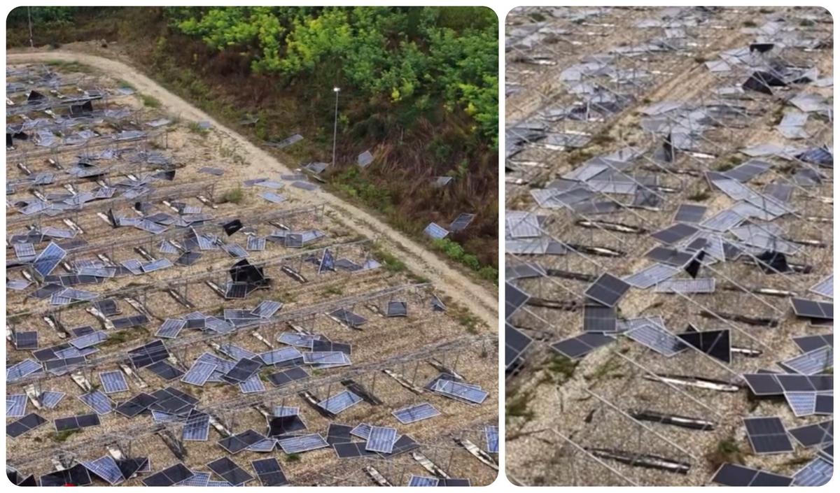 Impressionante tromba d’aria a Verretto, disintegrato impianto fotovoltaico: il video