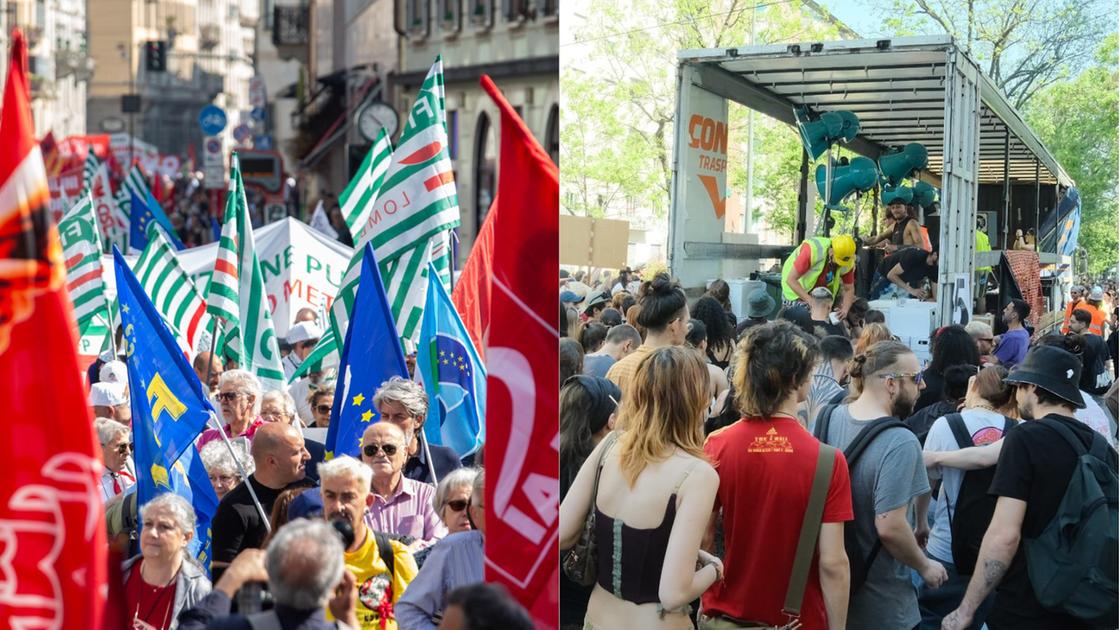 Primo maggio 2025 a Milano, corteo dei sindacati dedicato a Liliana Segre. In 10mila per la May Day Parade