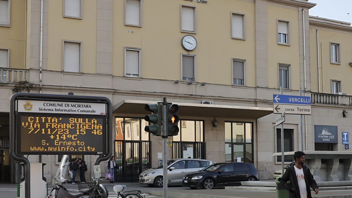 La stazione di Mortara dove il convoglio era stato fermato senza completare il viaggio La stazione di Mortara dove il convoglio era stato fermato senza completare il viaggio