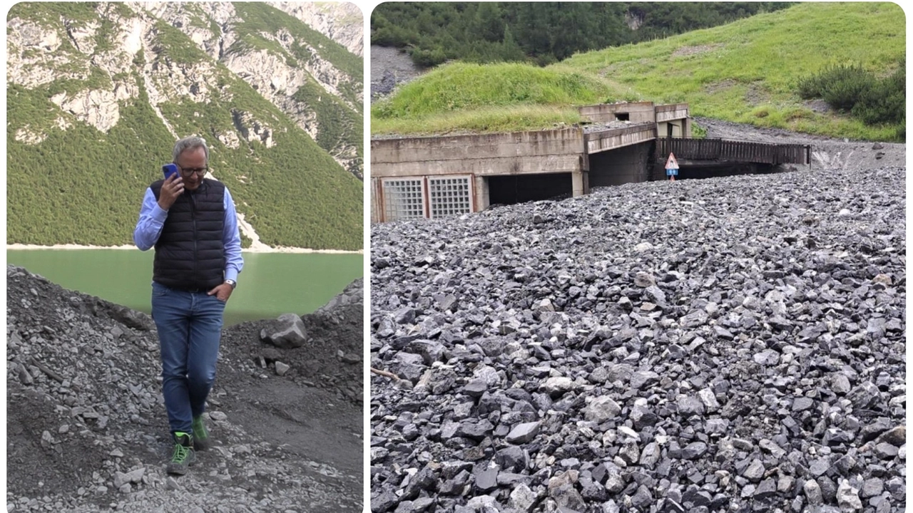 Il sindaco di Livigno Remo Galli sul luogo della frana al Passo del Gallo
