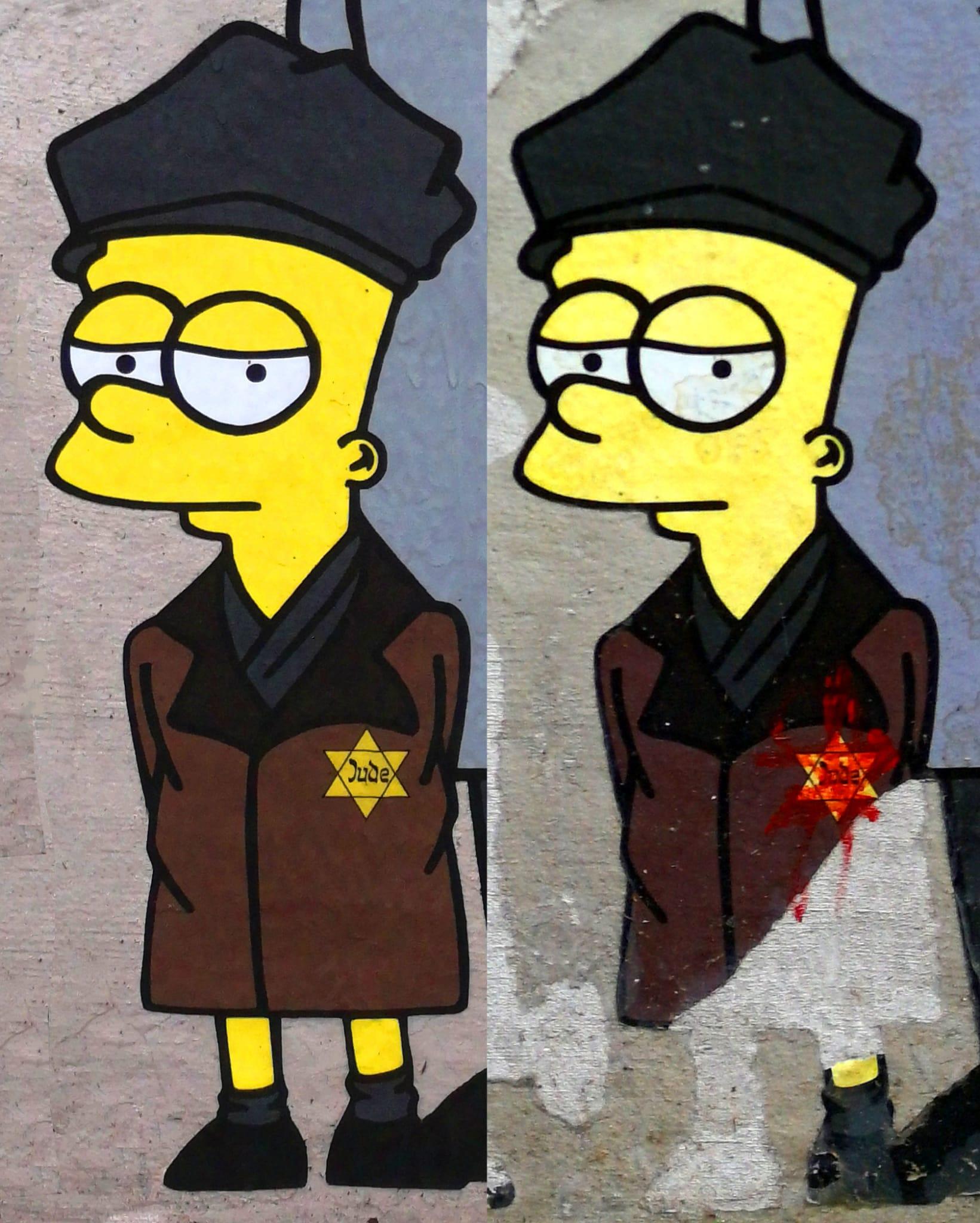 milano vandalizzato di nuovo il murale di palombo dedicato alla shoah la scritta free pal e vernice rossa sulla stella di davide