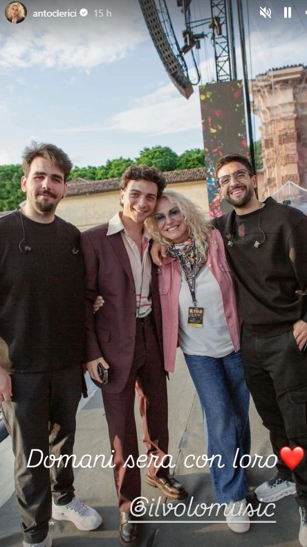 Antonella Clerici e Il Volo in una storia Instagram