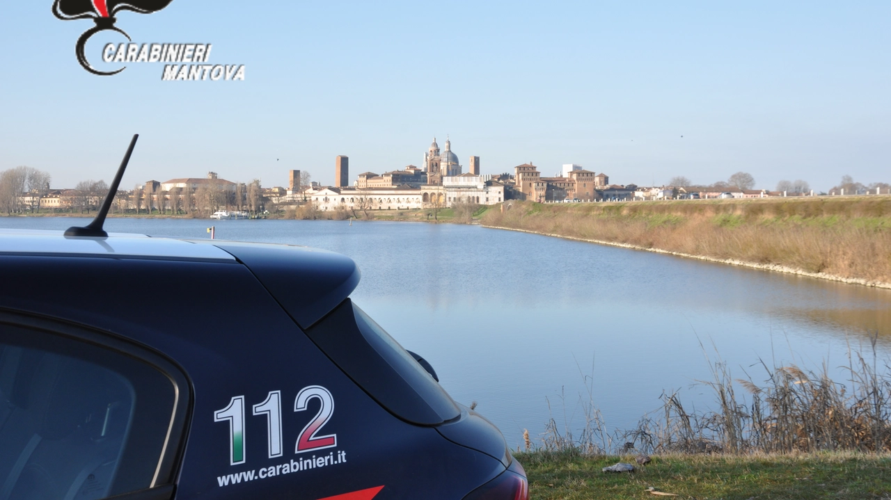 Carabinieri: sullo sfondo la città di Mantova Carabinieri: sullo sfondo la città di Mantova