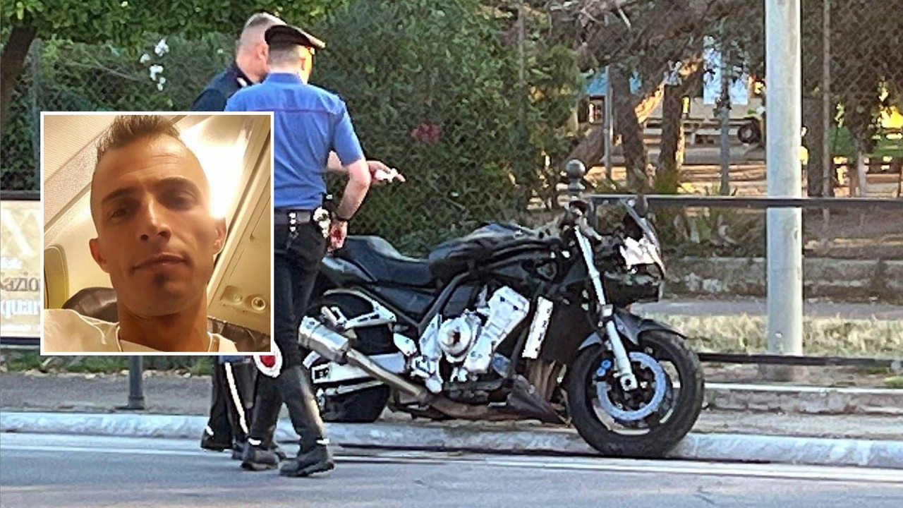 La moto coinvolta nell'incidente a Marina di Massa. Nel riquadro la vittima: Eugenio Frasca, 48 anni, di Milano La moto coinvolta nell'incidente a Marina di Massa. Nel riquadro la vittima: Eugenio Frasca, 48 anni, di Milano