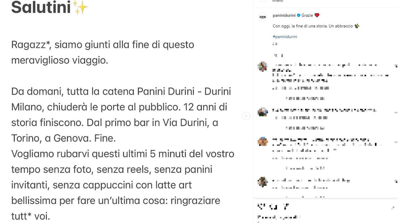 Panini Durini, i saluti su Instagram