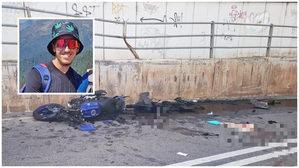 La scena dell'incidente e, nel riquadro, la vittima Fabio De Martino (17 anni) La scena dell'incidente e, nel riquadro, la vittima Fabio De Martino (17 anni)