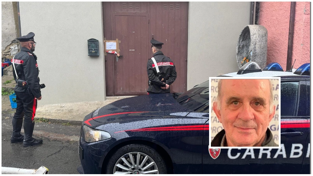 Carabinieri davanti alla casa di Candido Montini (nel riquadro) Carabinieri davanti alla casa di Candido Montini (nel riquadro)
