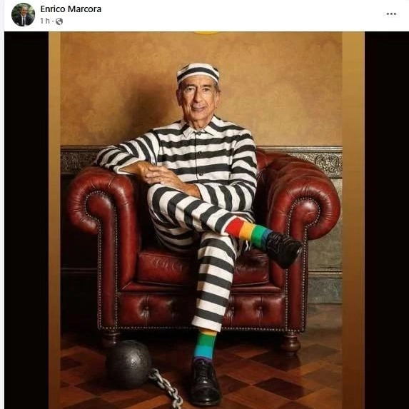 Il sindaco Sala vestito da carcerato (Post Facebook Enrico Marcora)