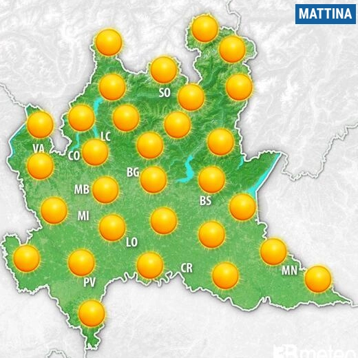 Il tempo previsto per sabato 31 maggio
