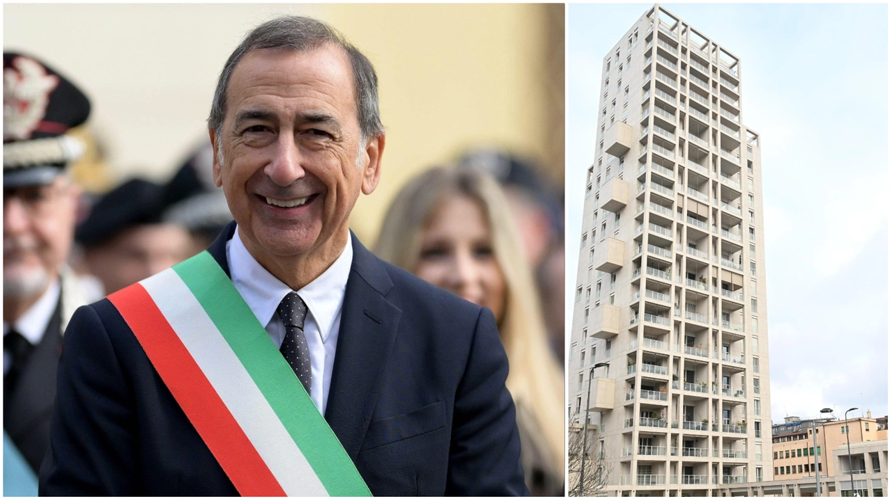 Il sindaco Beppe Sala, a destra la Torre Milano, il grattacielo di via Stresa Il sindaco Beppe Sala, a destra la Torre Milano, il grattacielo di via Stresa