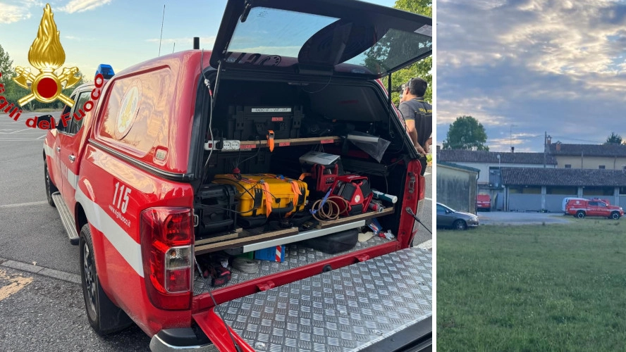 Vigili del fuoco, protezione civile e carabinieri perlustrano i campi tra Lodi e Cremona aiutati anche da un elicottero Vigili del fuoco, protezione civile e carabinieri perlustrano i campi tra Lodi e Cremona aiutati anche da un elicottero