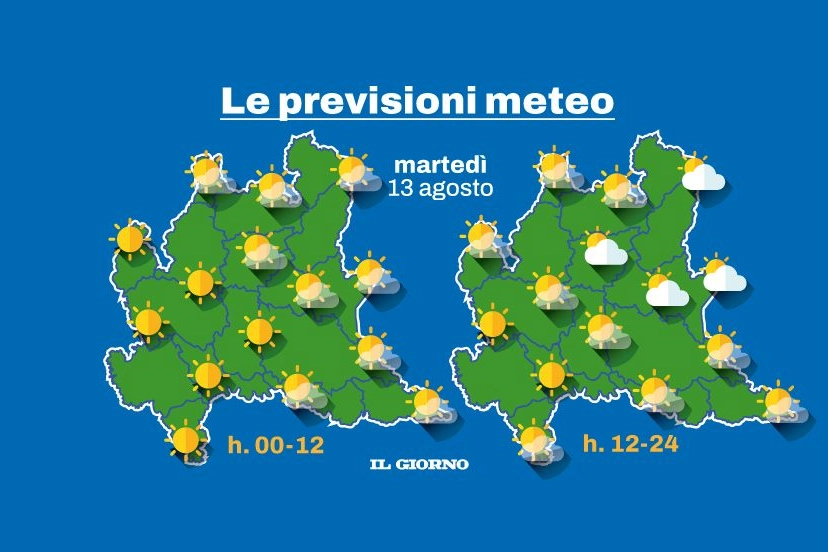 Le previsioni meteo per la Lombardia di martedì 13 agosto