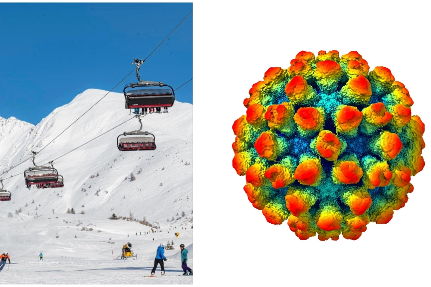 Il passo del Tonale; a destra, una molecola di Norovirus