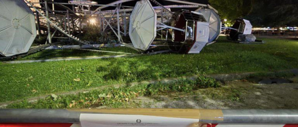Ruota panoramica crollata sul lungolago: aperta un’inchiesta, sequestrati i rottami