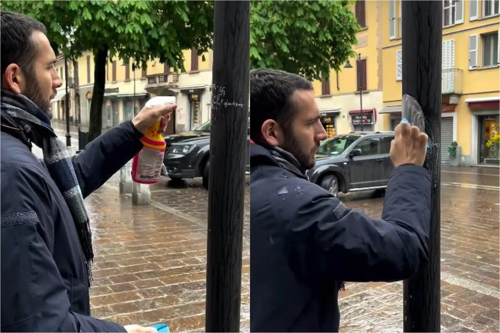 Cancella la scritta “Viva il Duce”, il video del sindaco di Corsico: “Questa è la fine che devono fare i fascisti”