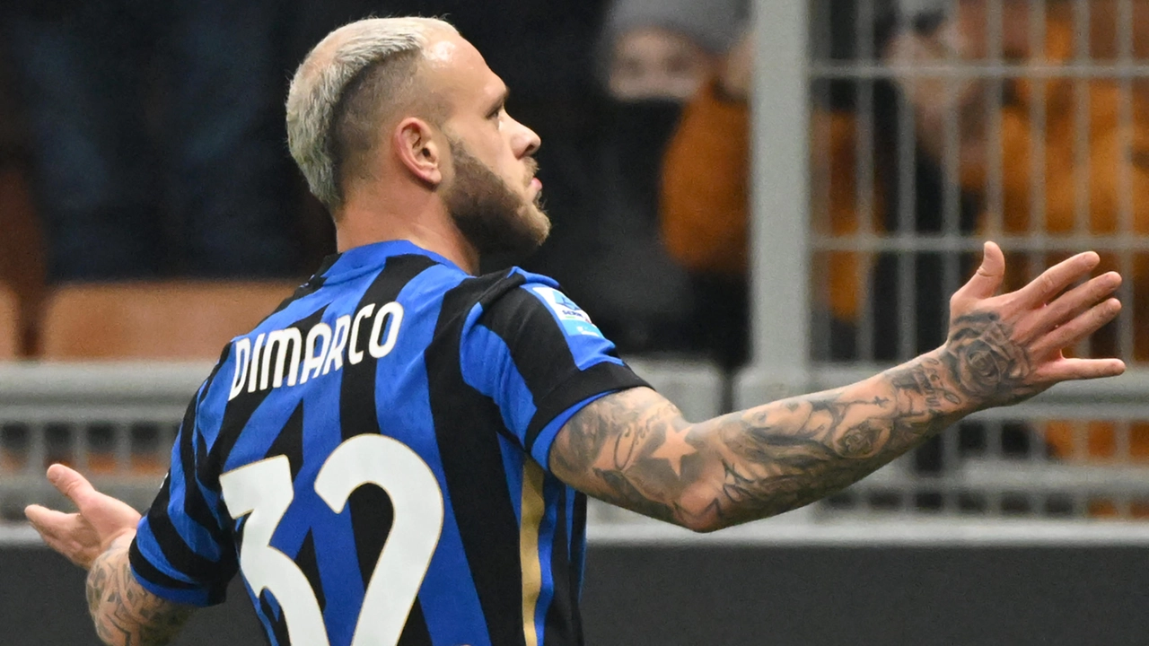 Federico Dimarco festeggia la rete del vantaggio