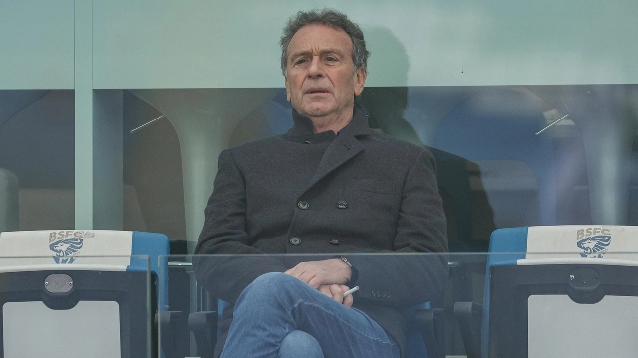 Massimo Cellino al Rigamonti in una delle gare casalinghe di questa stagione: il presidente non era allo stadio contro la Reggiana