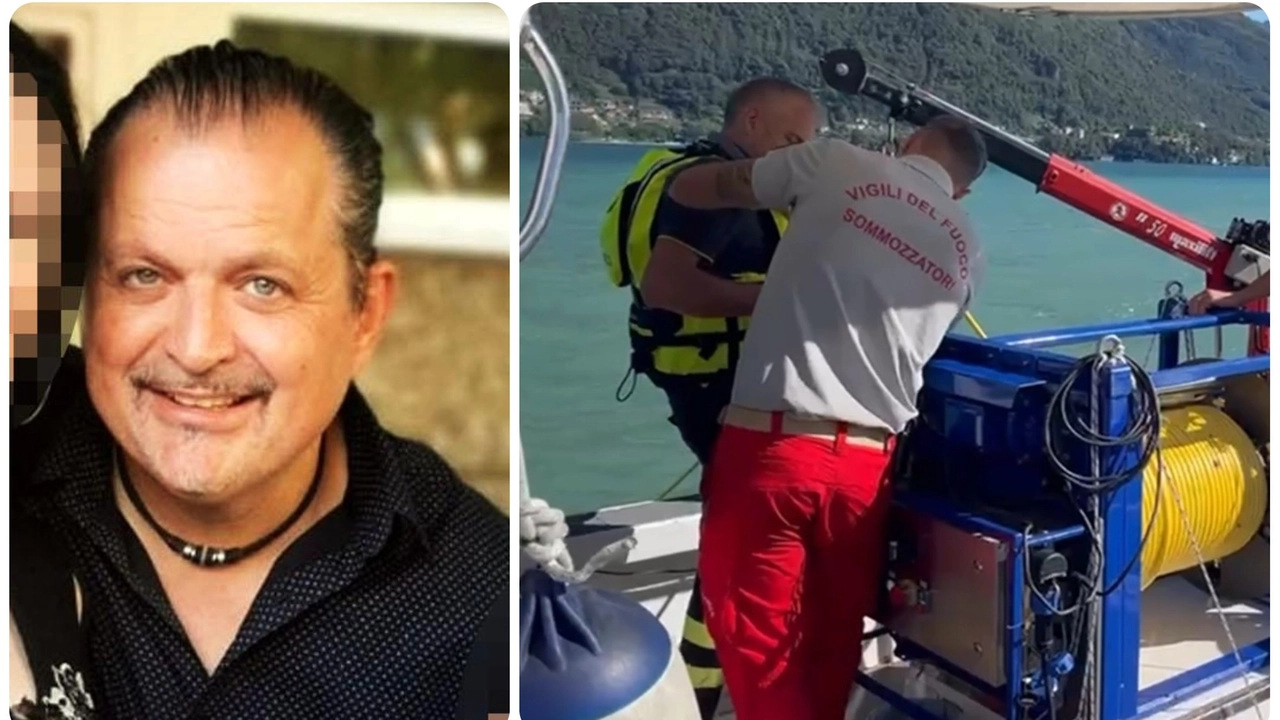 Il recupero del corpo di Sergio Corsano, che si è inabissato nel lago di Como