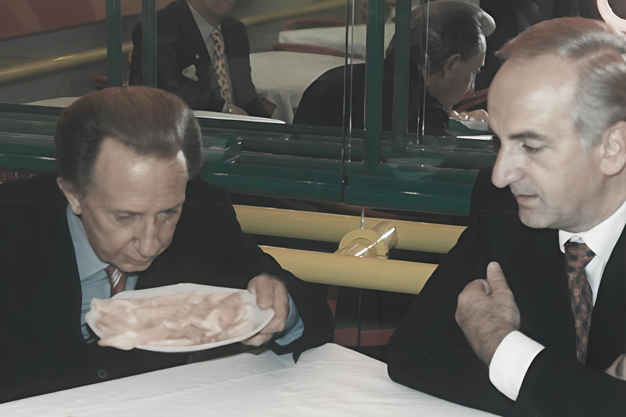 Mike Bongiorno con Paolo Rovagnati (1941-2008), figlio del fondatore Ferruccio