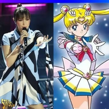 Sarah Toscano come Sailor Moon nella prima serata del Festival di Sanremo 2025
