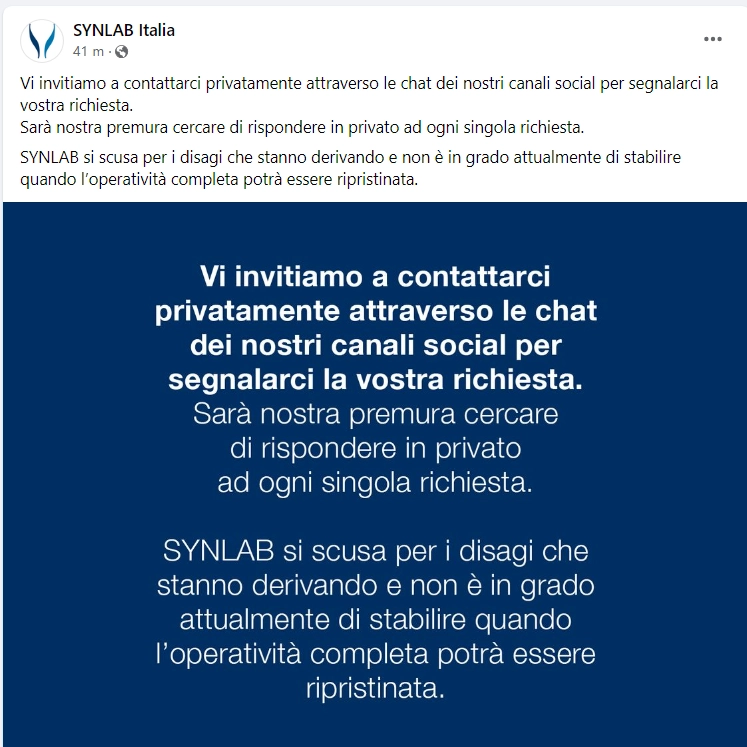 L'avviso di Synlab