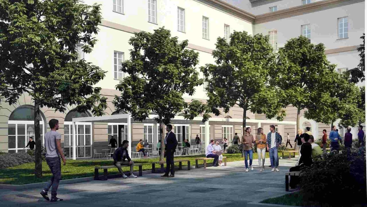 Rendering del nuovo Campus dell’Università Cattolica nella caserma Garibaldi Rendering del nuovo Campus dell’Università Cattolica nella caserma Garibaldi
