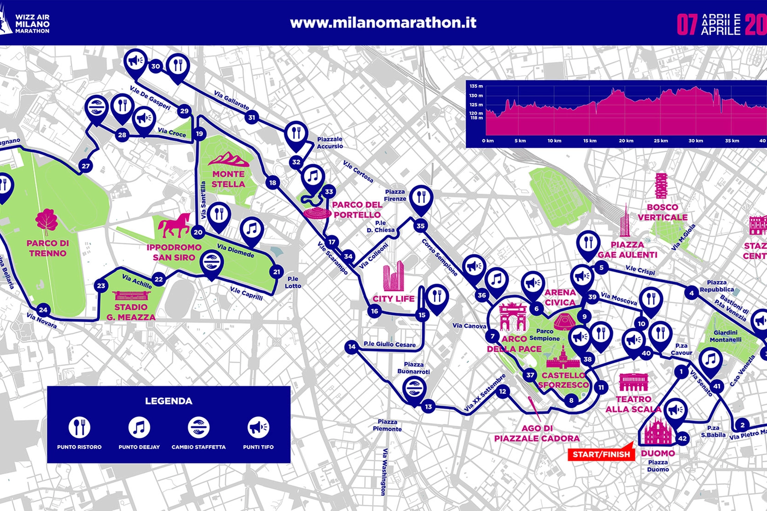 mappa-percorso Milano Marathon relay